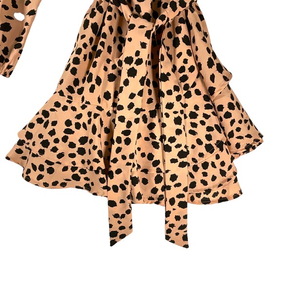 Quiz Sz 34 US 2 Wrap Dress Multicolor Midi Leopard Print Flowy Waist Tie - Picture 5 of 10
